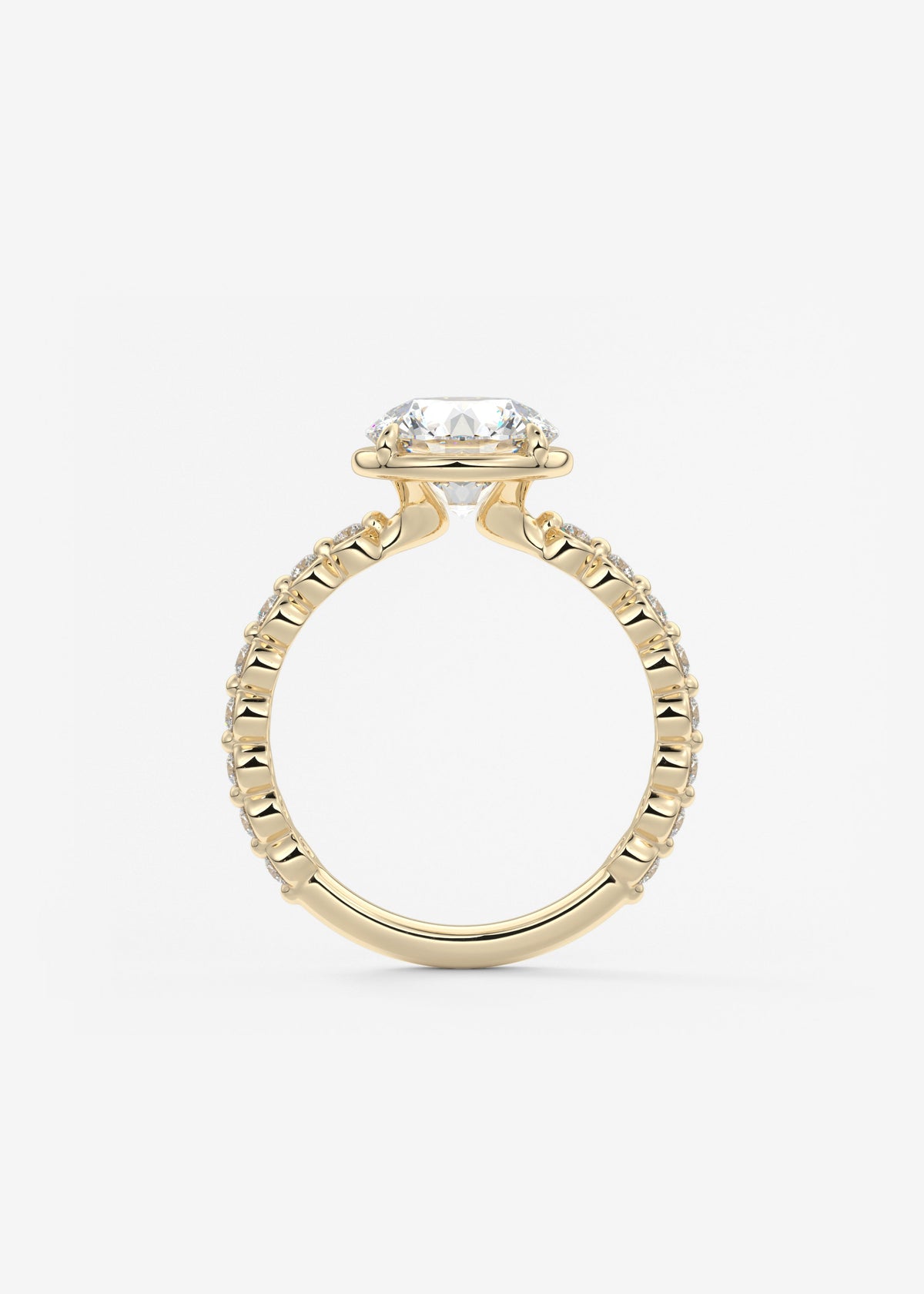 Round Bezel Lab Grown Diamond Engagement Ring