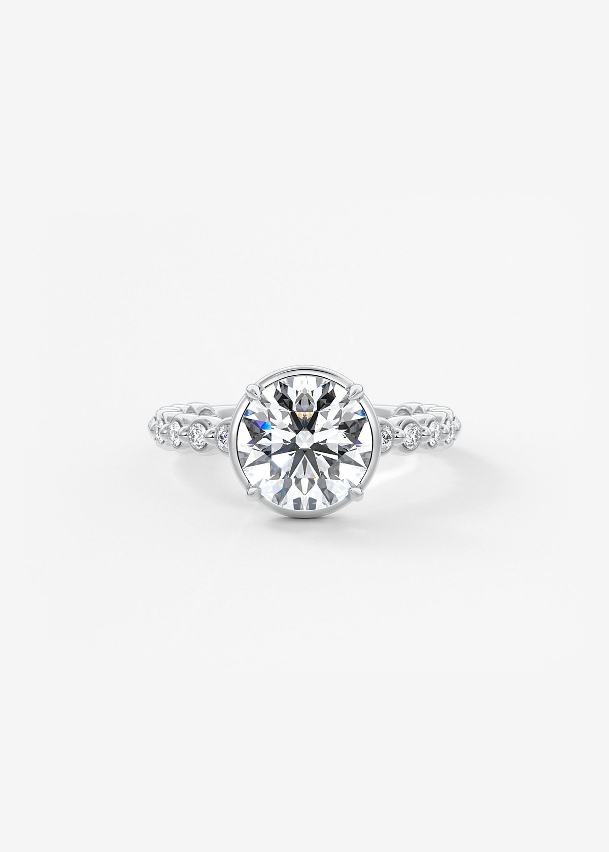 Round Bezel Lab Grown Diamond Engagement Ring