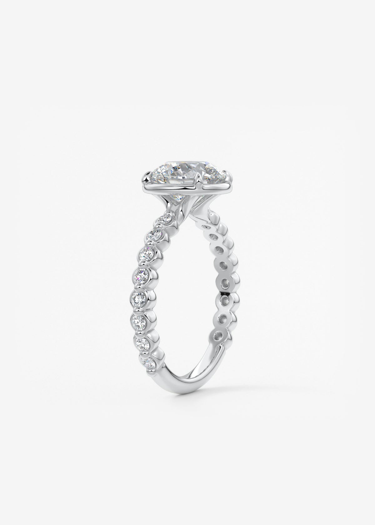 Round Bezel Lab Grown Diamond Engagement Ring