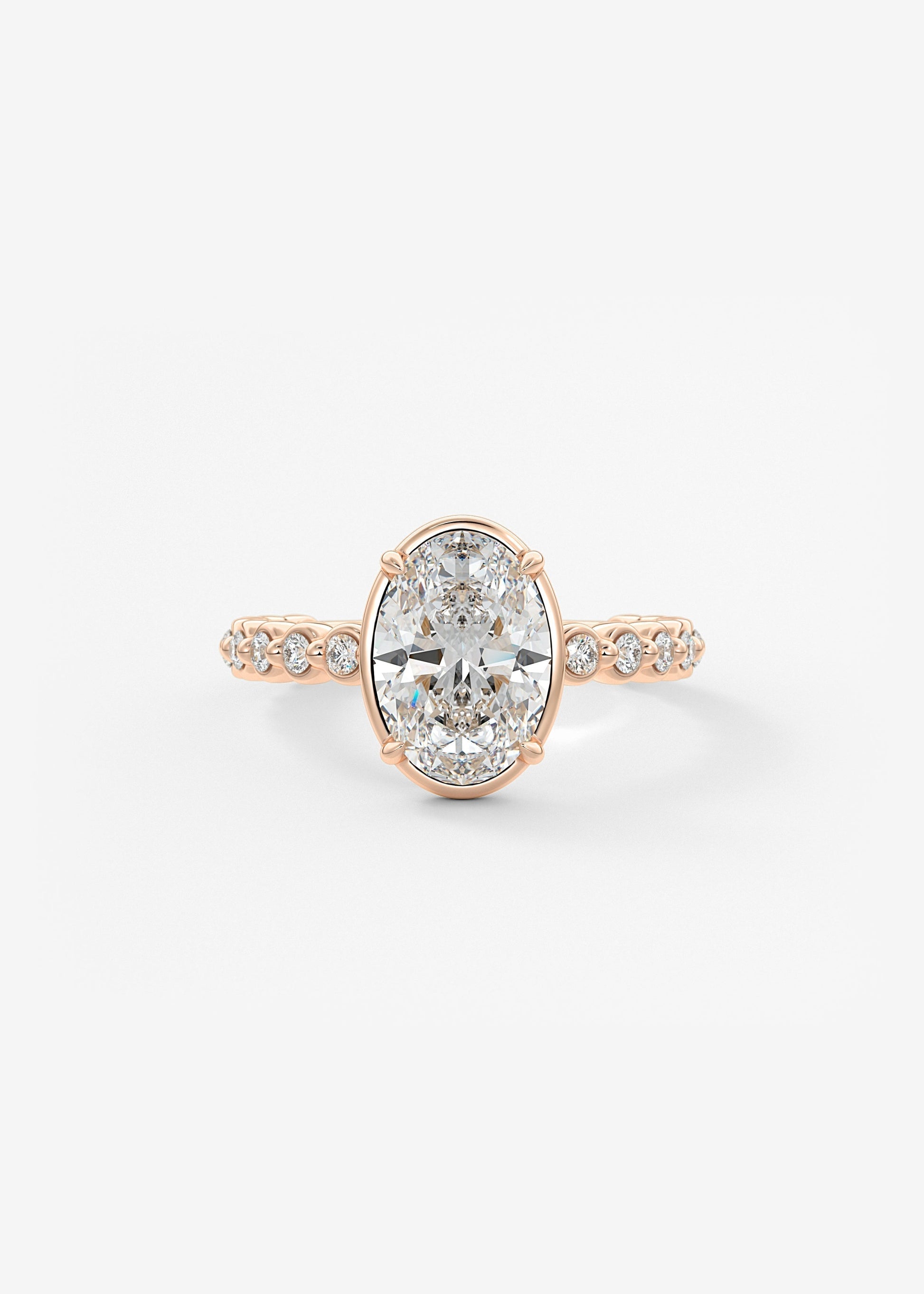 Oval Bezel Lab Grown Diamond Engagement Ring