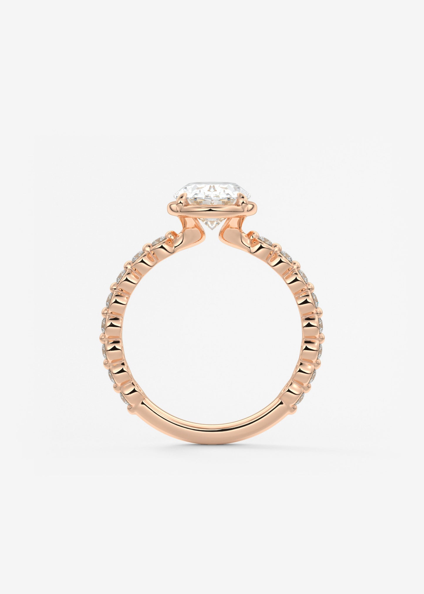 Oval Bezel Lab Grown Diamond Engagement Ring