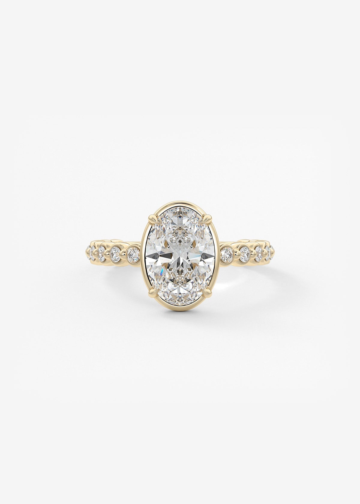 Oval Bezel Lab Grown Diamond Engagement Ring