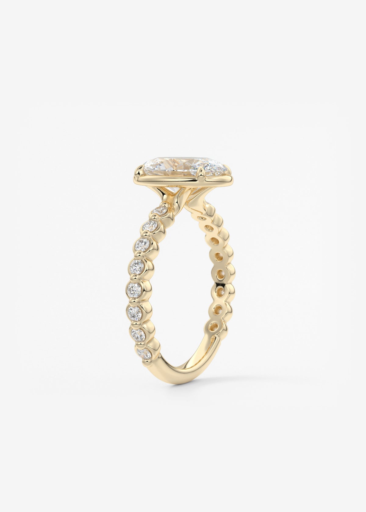 Oval Bezel Lab Grown Diamond Engagement Ring