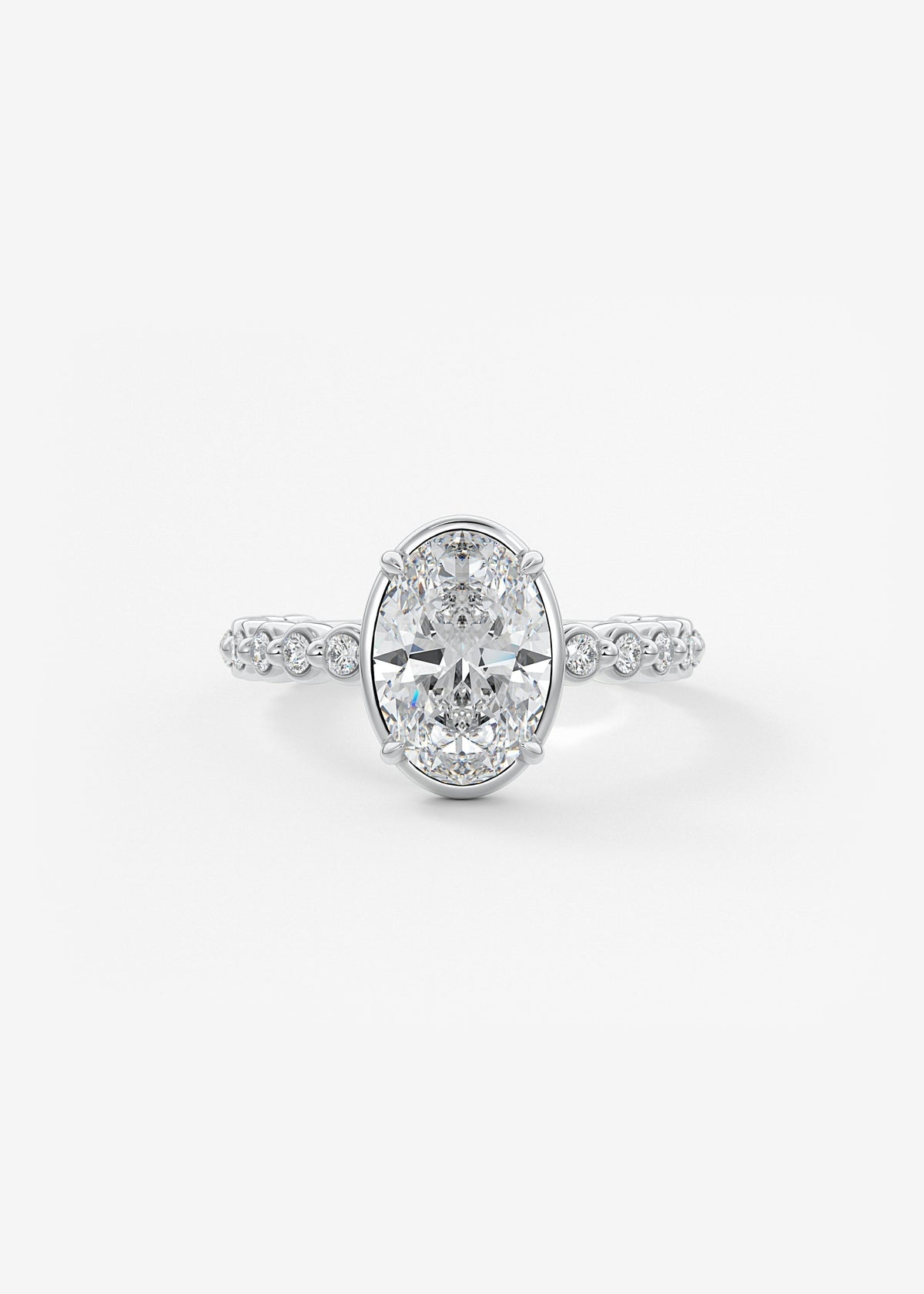 Oval Bezel Lab Grown Diamond Engagement Ring