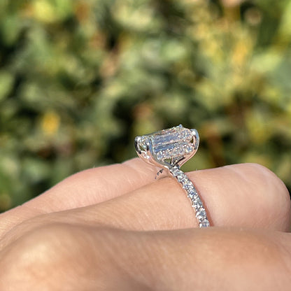 2.0 CT Emerald Pave Lab Grown Diamond Engagement Ring