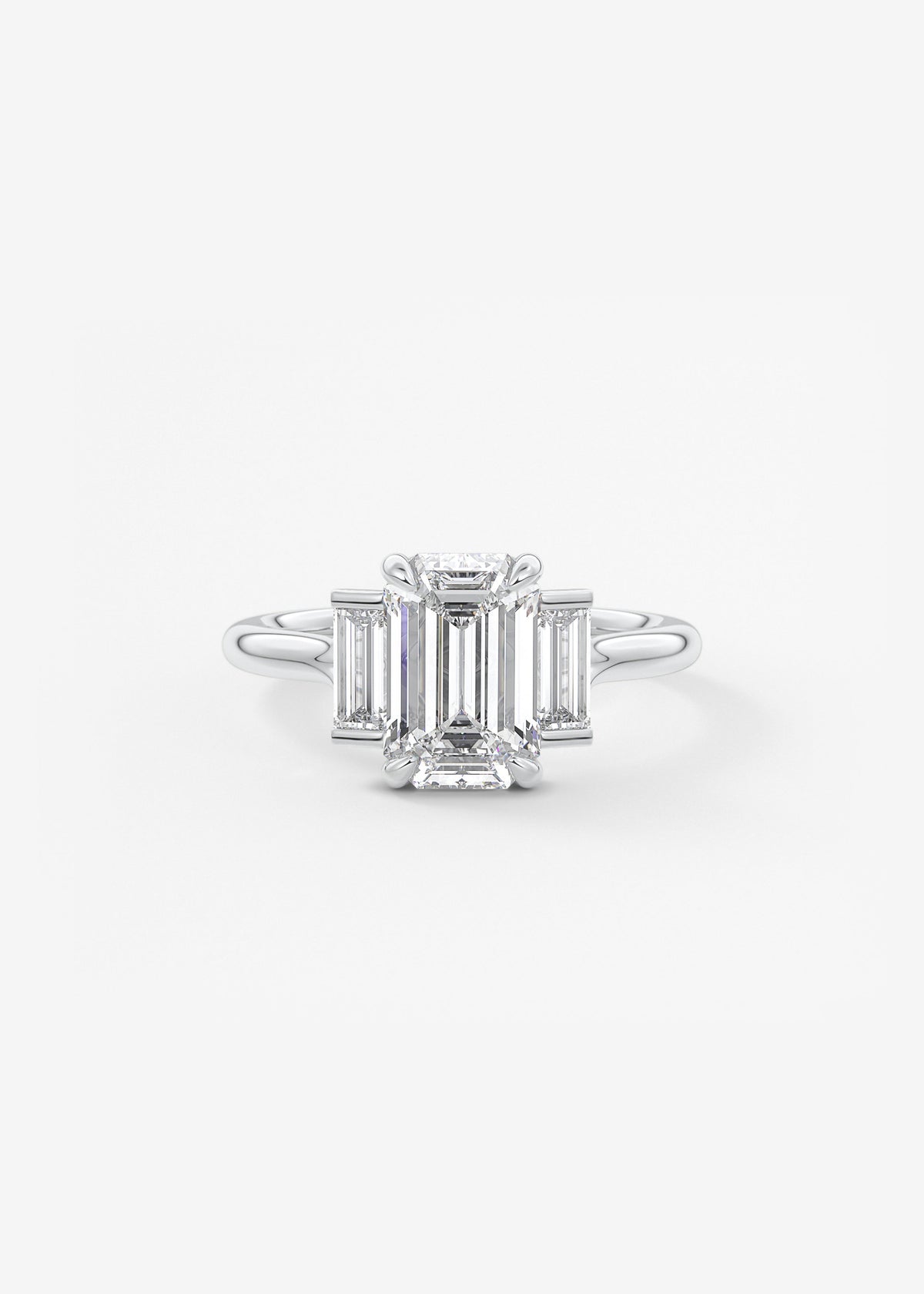 Emerald Three Stone Lab Grown Diamond Engagement Ring