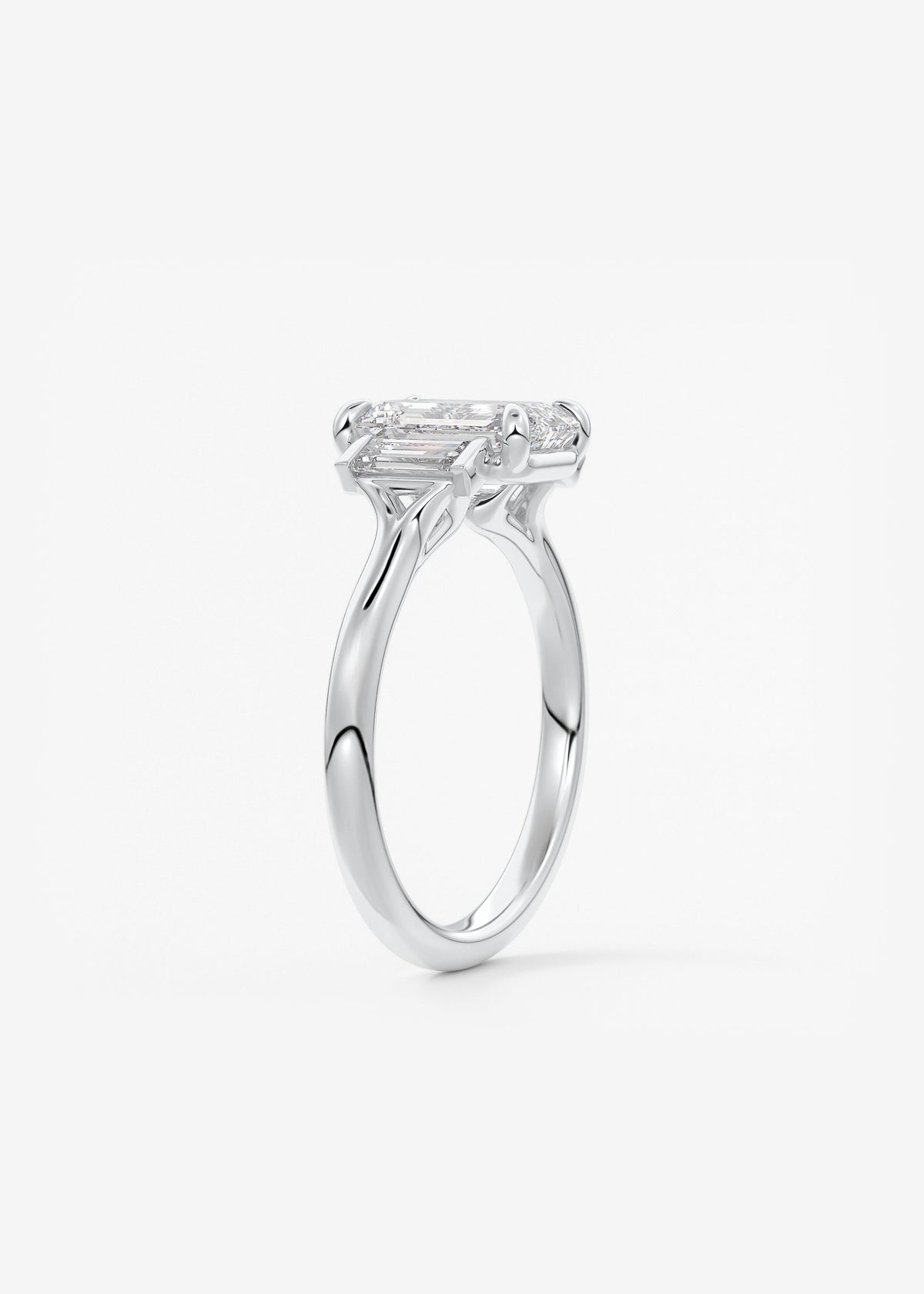 Emerald Three Stone Lab Grown Diamond Engagement Ring