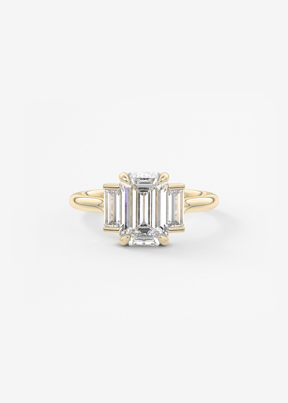 Emerald Three Stone Lab Grown Diamond Engagement Ring