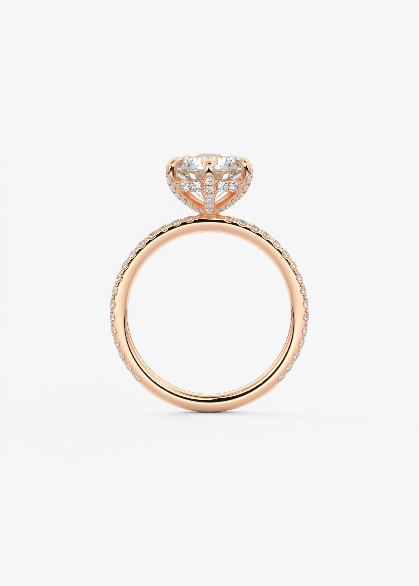 Round Pave Lab Grown Diamond Engagement Ring