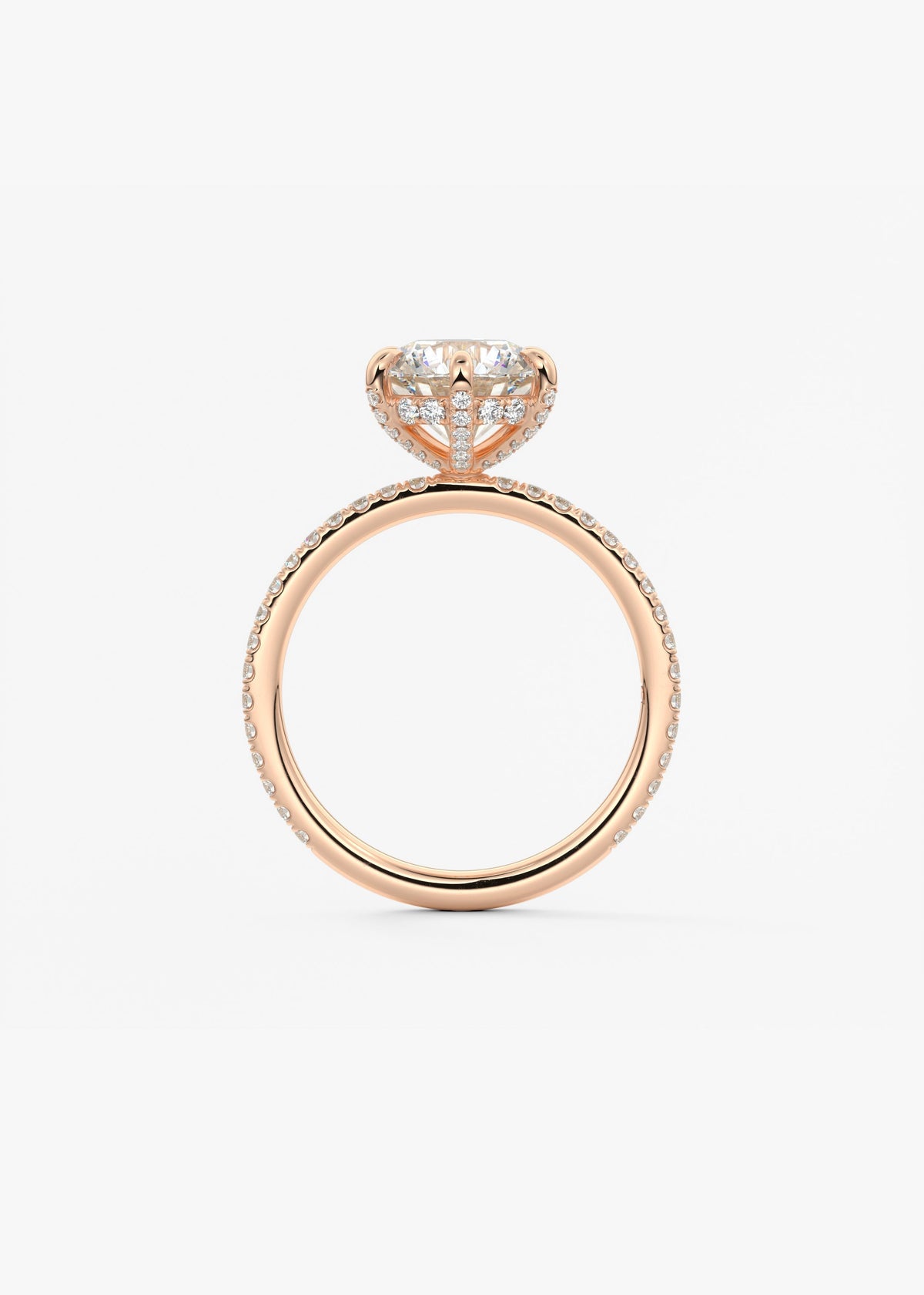 Round Pave Lab Grown Diamond Engagement Ring