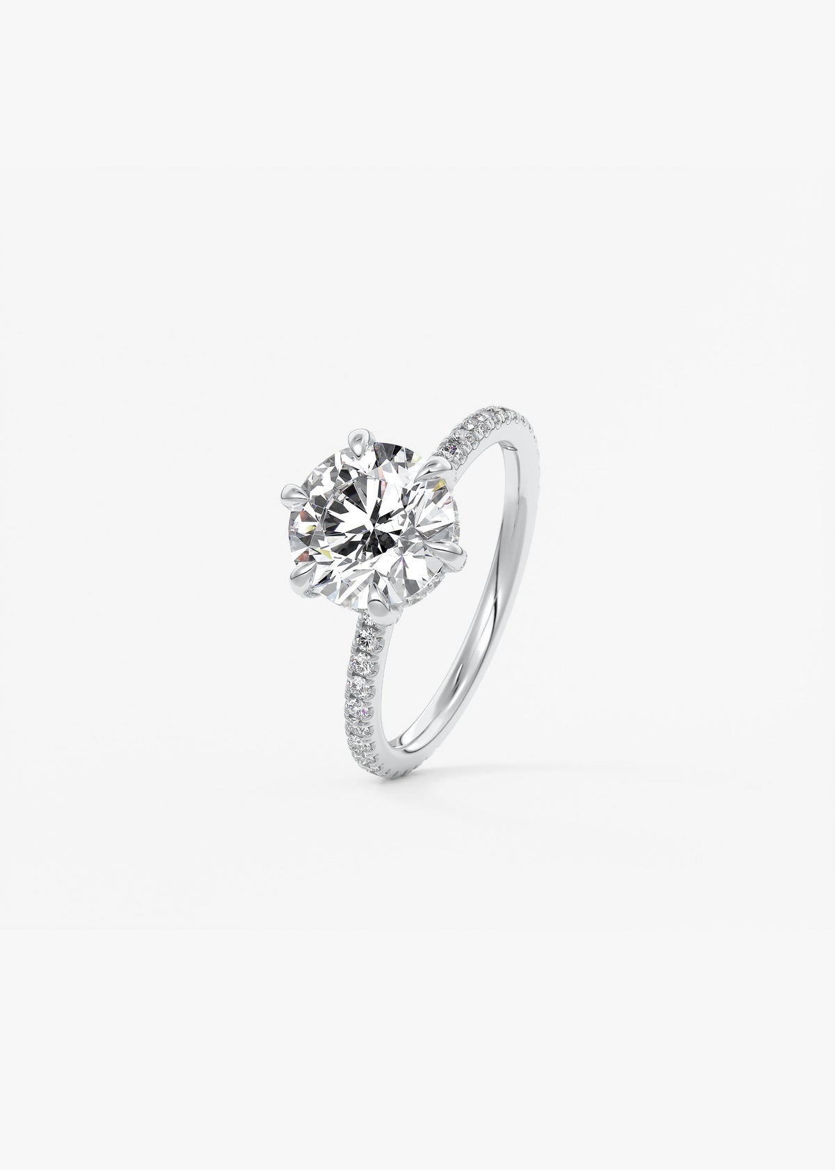 Round Pave Lab Grown Diamond Engagement Ring