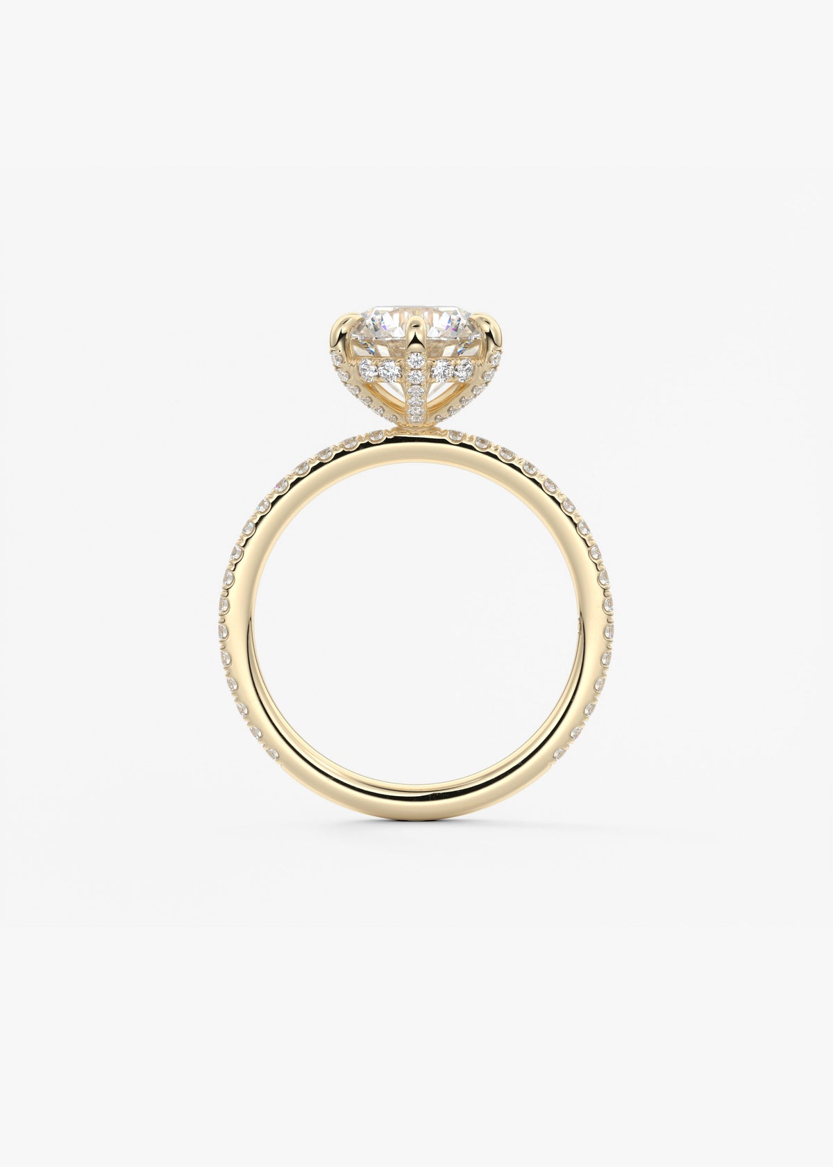 Round Pave Lab Grown Diamond Engagement Ring