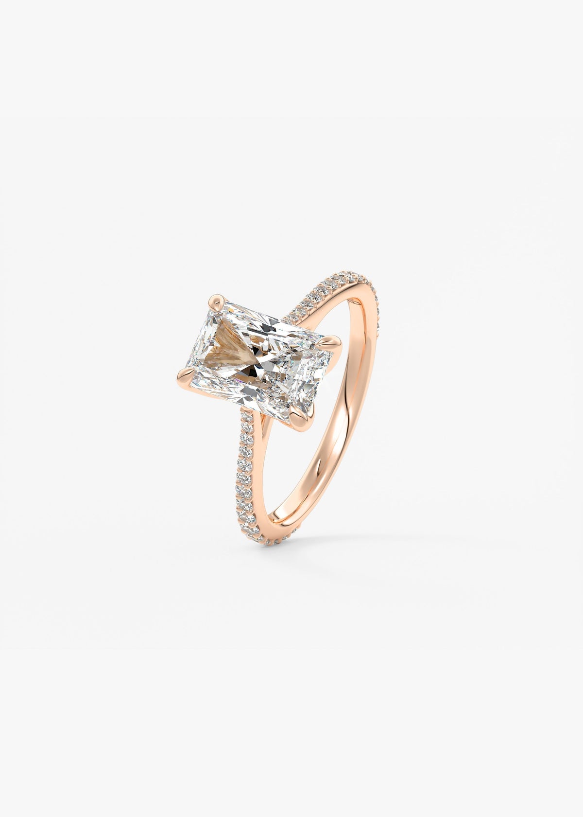 Radiant Pave Cathedral Lab Grown Diamond Engagement Ring