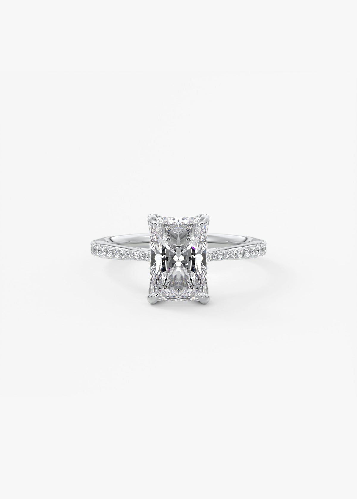Radiant Pave Cathedral Lab Grown Diamond Engagement Ring