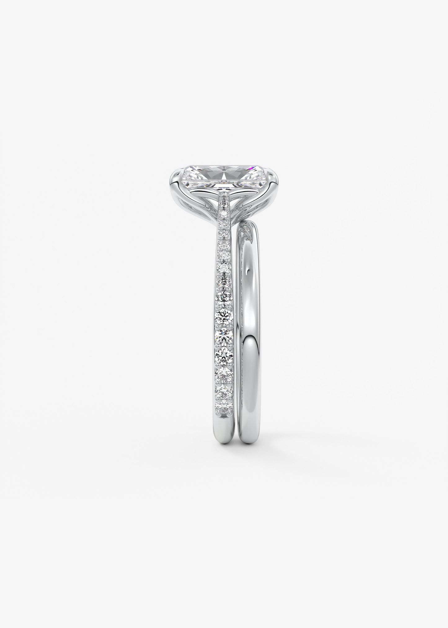 Radiant Pave Cathedral Lab Grown Diamond Engagement Ring