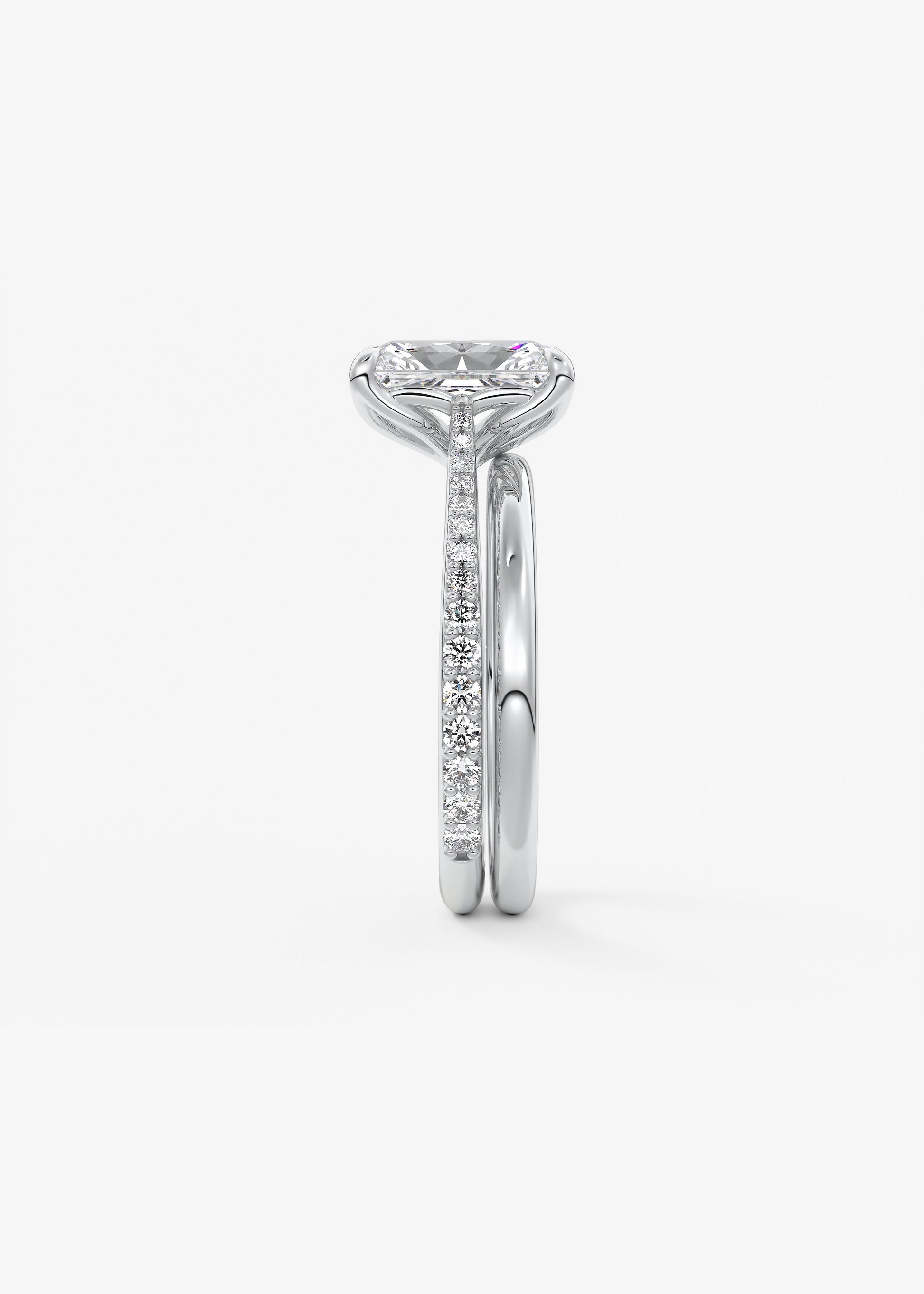 Radiant Pave Cathedral Lab Grown Diamond Engagement Ring