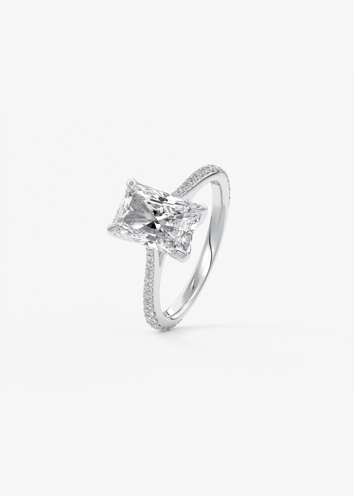 Radiant Pave Cathedral Lab Grown Diamond Engagement Ring