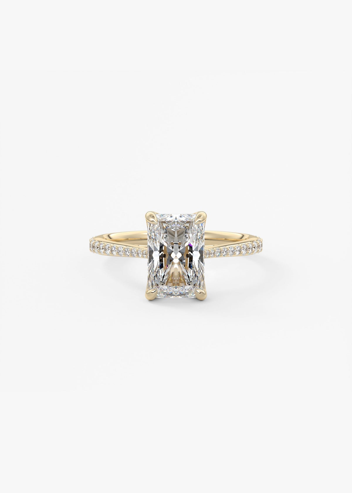 Radiant Pave Cathedral Lab Grown Diamond Engagement Ring