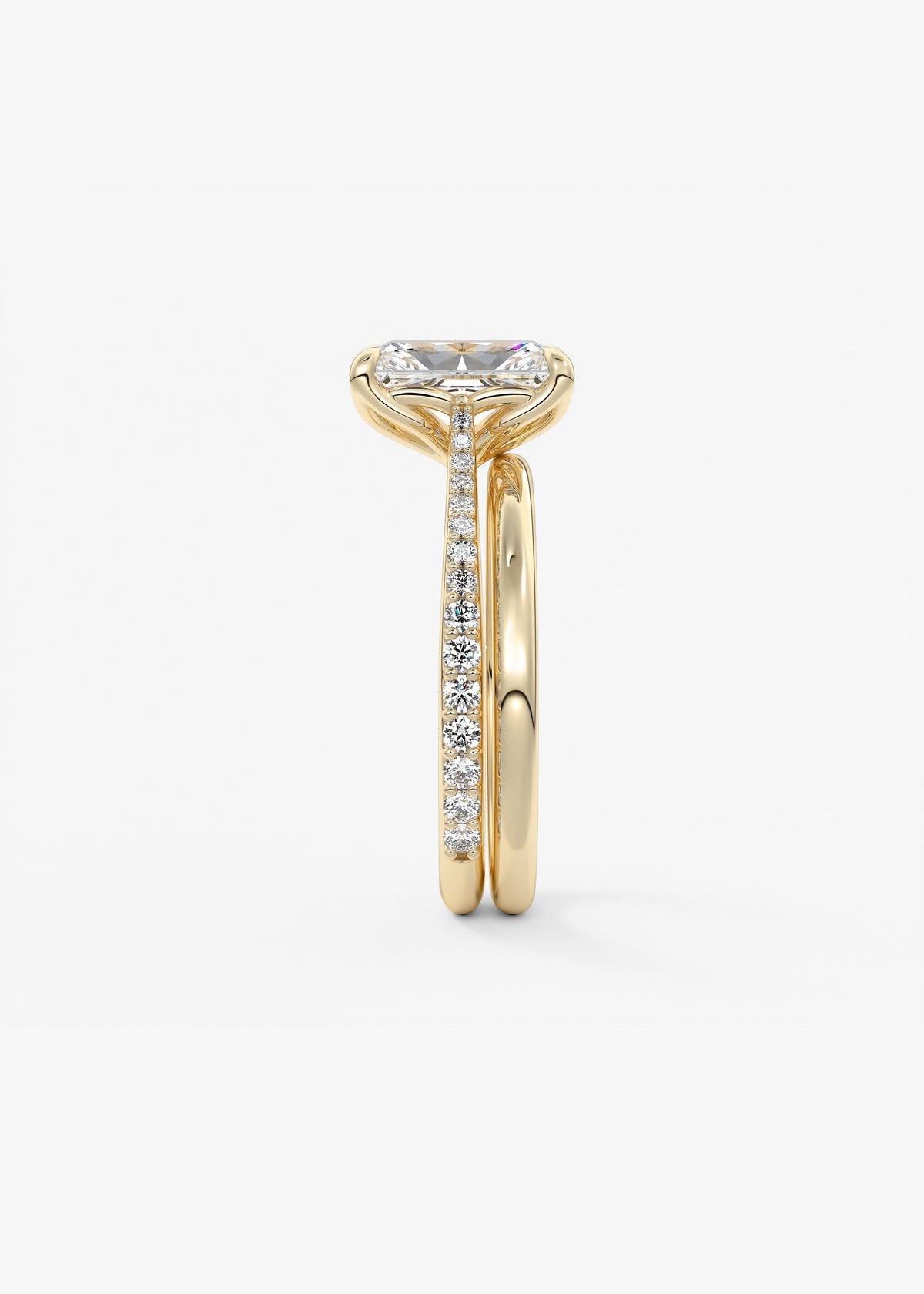 Radiant Pave Cathedral Lab Grown Diamond Engagement Ring