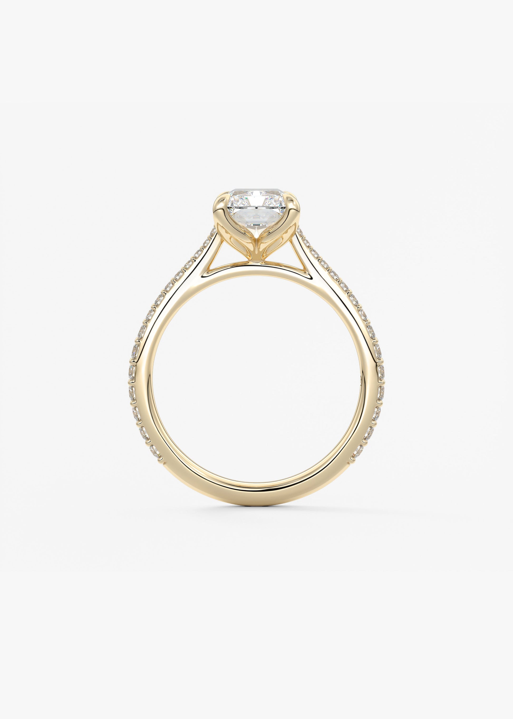 Radiant Pave Cathedral Lab Grown Diamond Engagement Ring