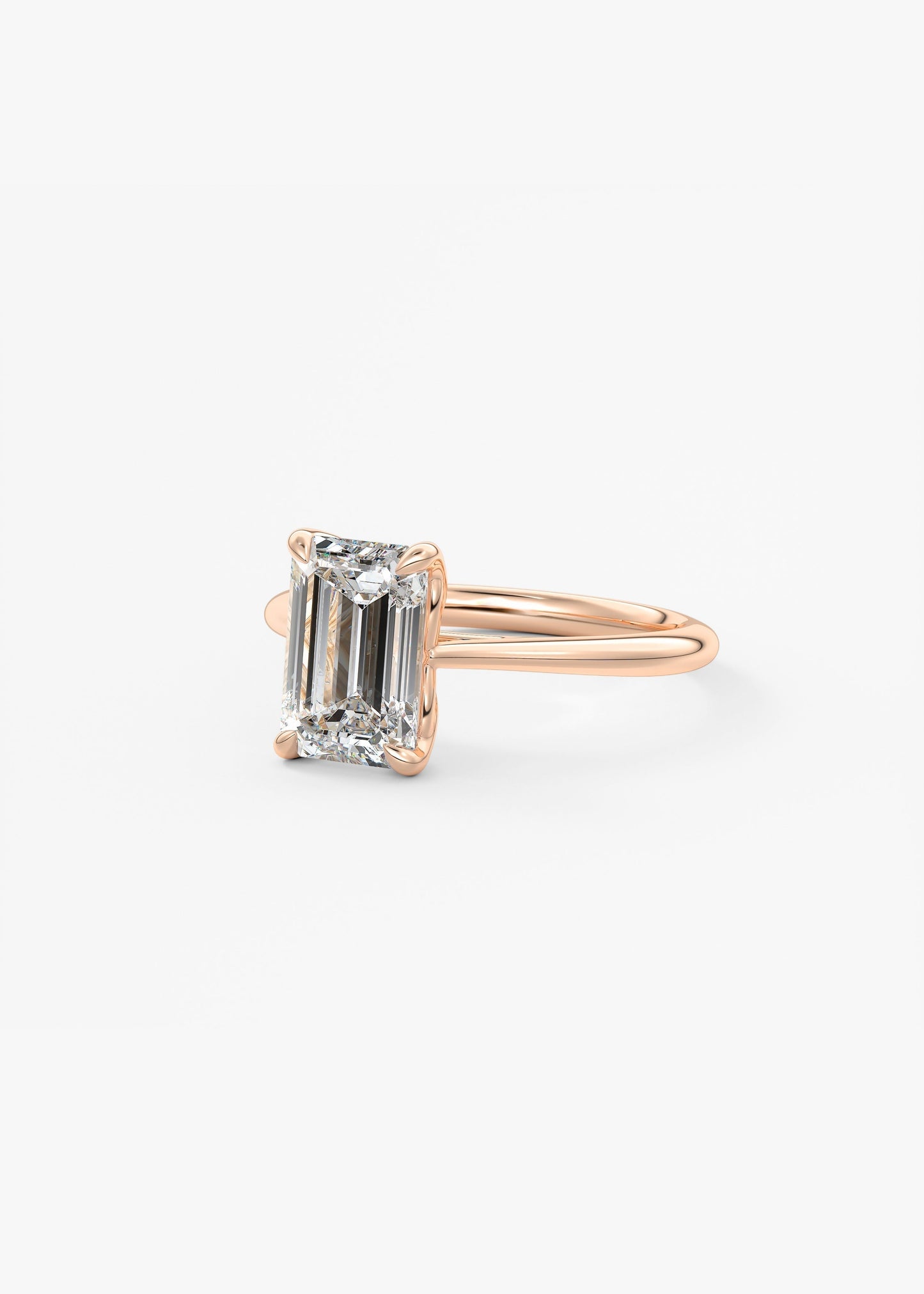 Emerald Solitaire Cathedral Lab Grown Diamond Engagement Ring