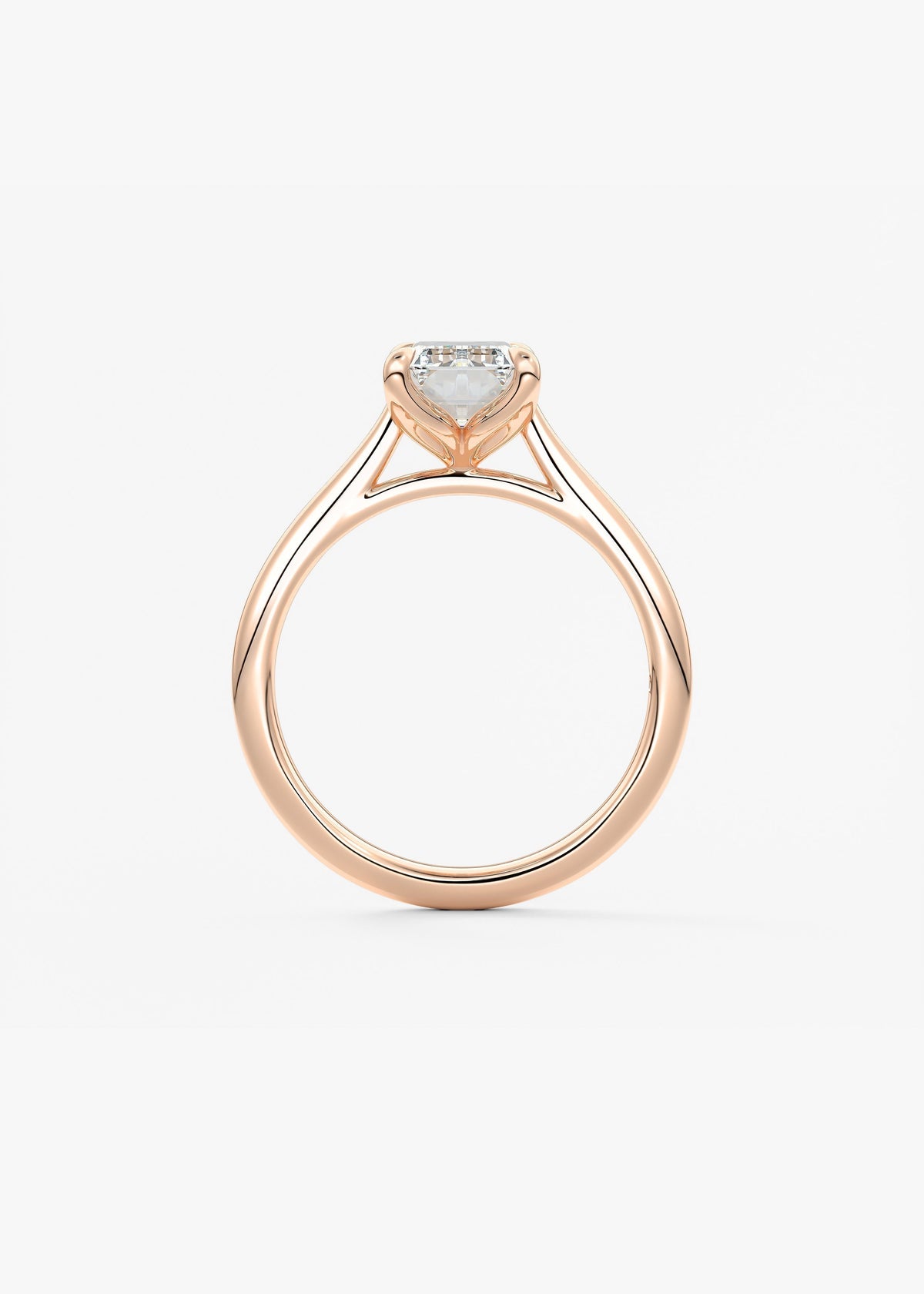 Emerald Solitaire Cathedral Lab Grown Diamond Engagement Ring