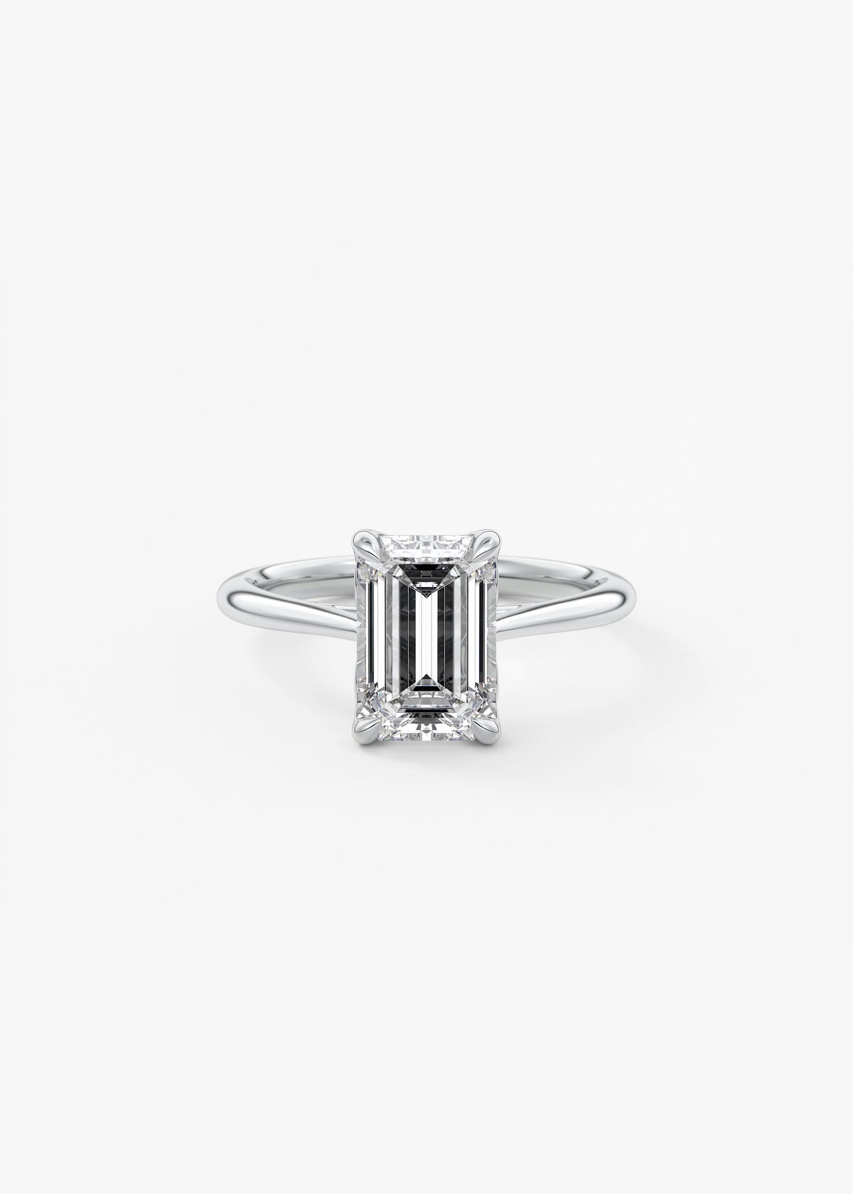 Emerald Solitaire Cathedral Lab Grown Diamond Engagement Ring