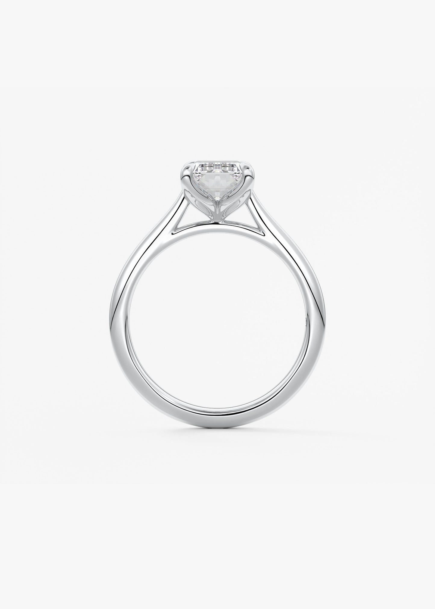 Emerald Solitaire Cathedral Lab Grown Diamond Engagement Ring