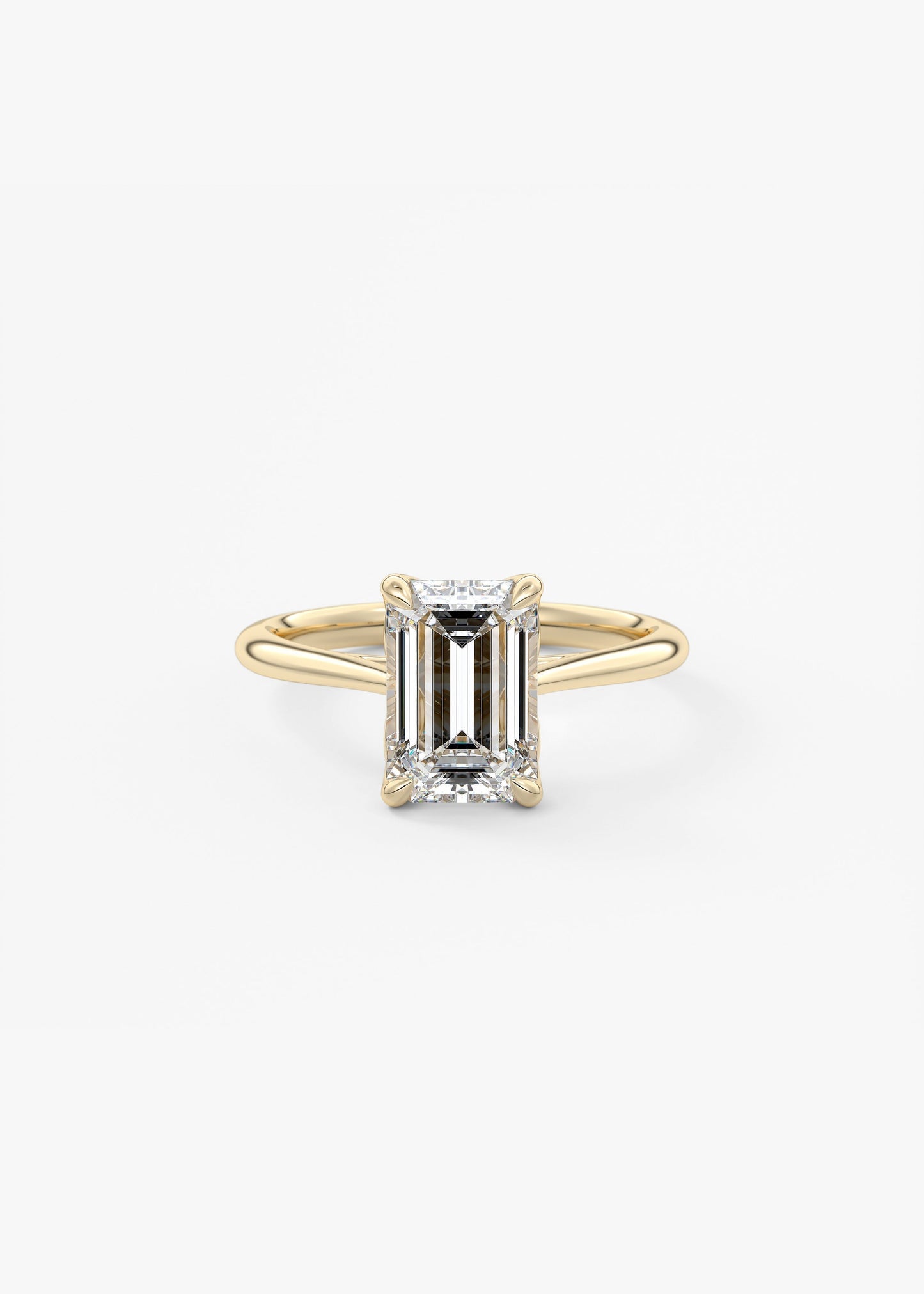 Emerald Solitaire Cathedral Lab Grown Diamond Engagement Ring