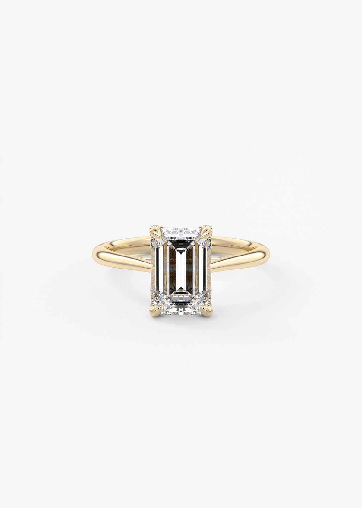 Emerald Solitaire Cathedral Lab Grown Diamond Engagement Ring
