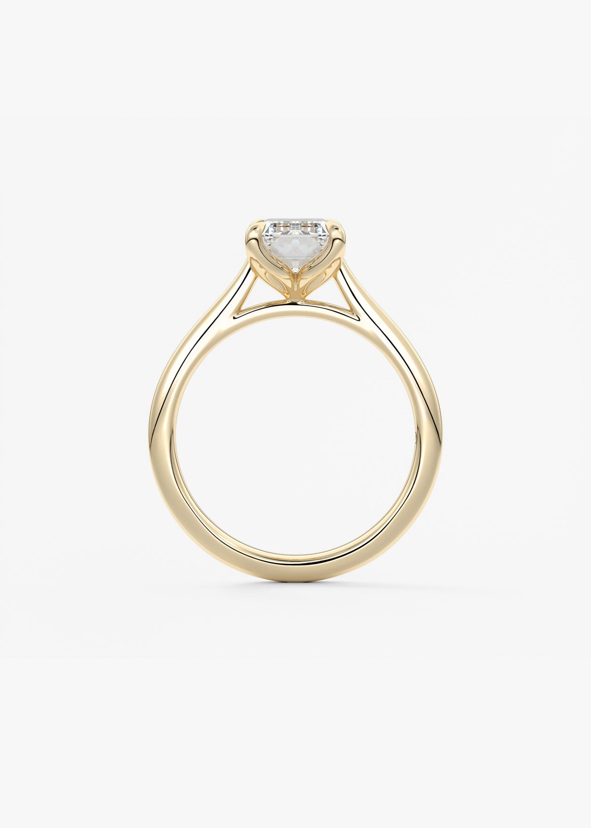 Emerald Solitaire Cathedral Lab Grown Diamond Engagement Ring