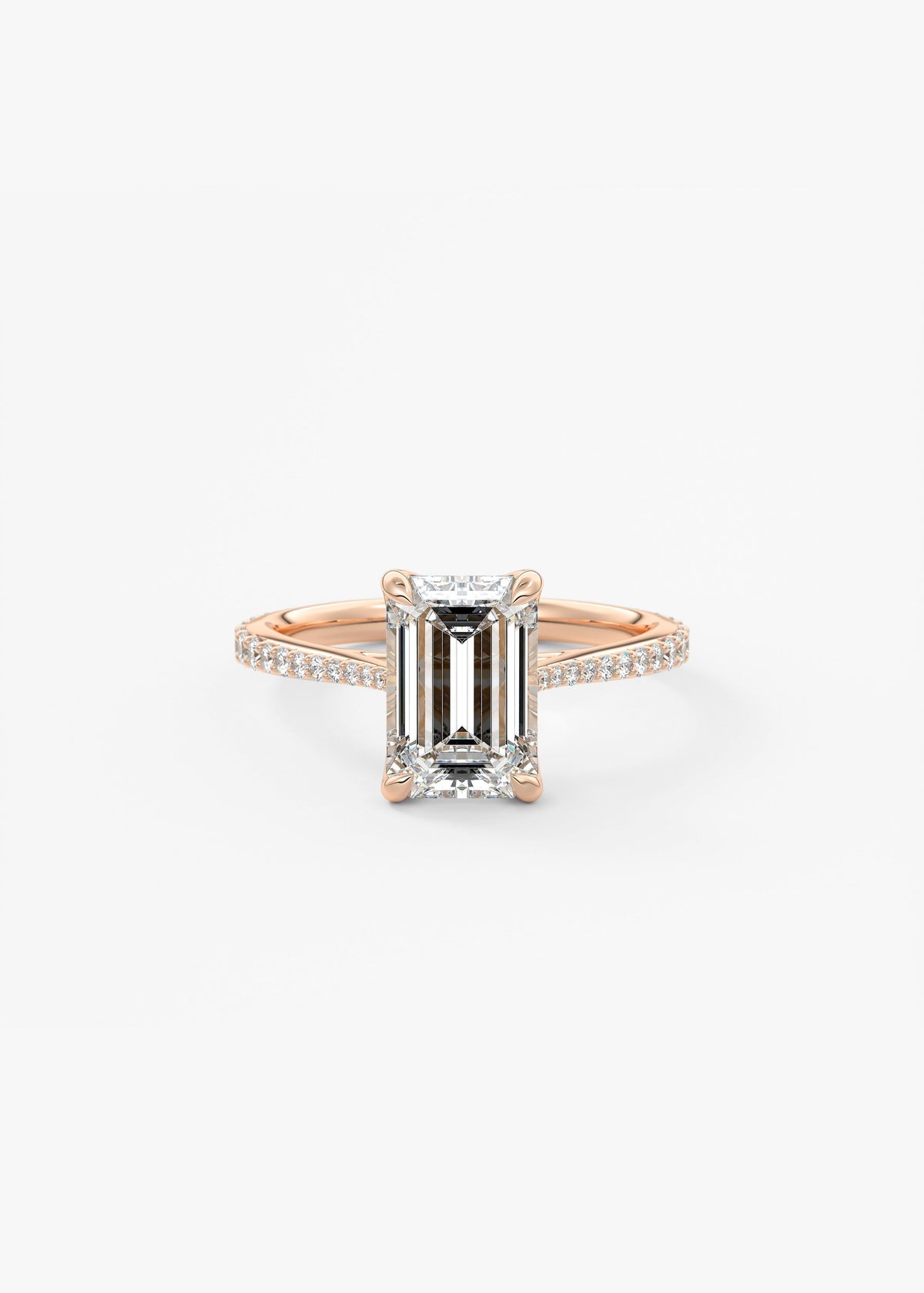 Emerald Pave Cathedral Lab Grown Diamond Engagement Ring