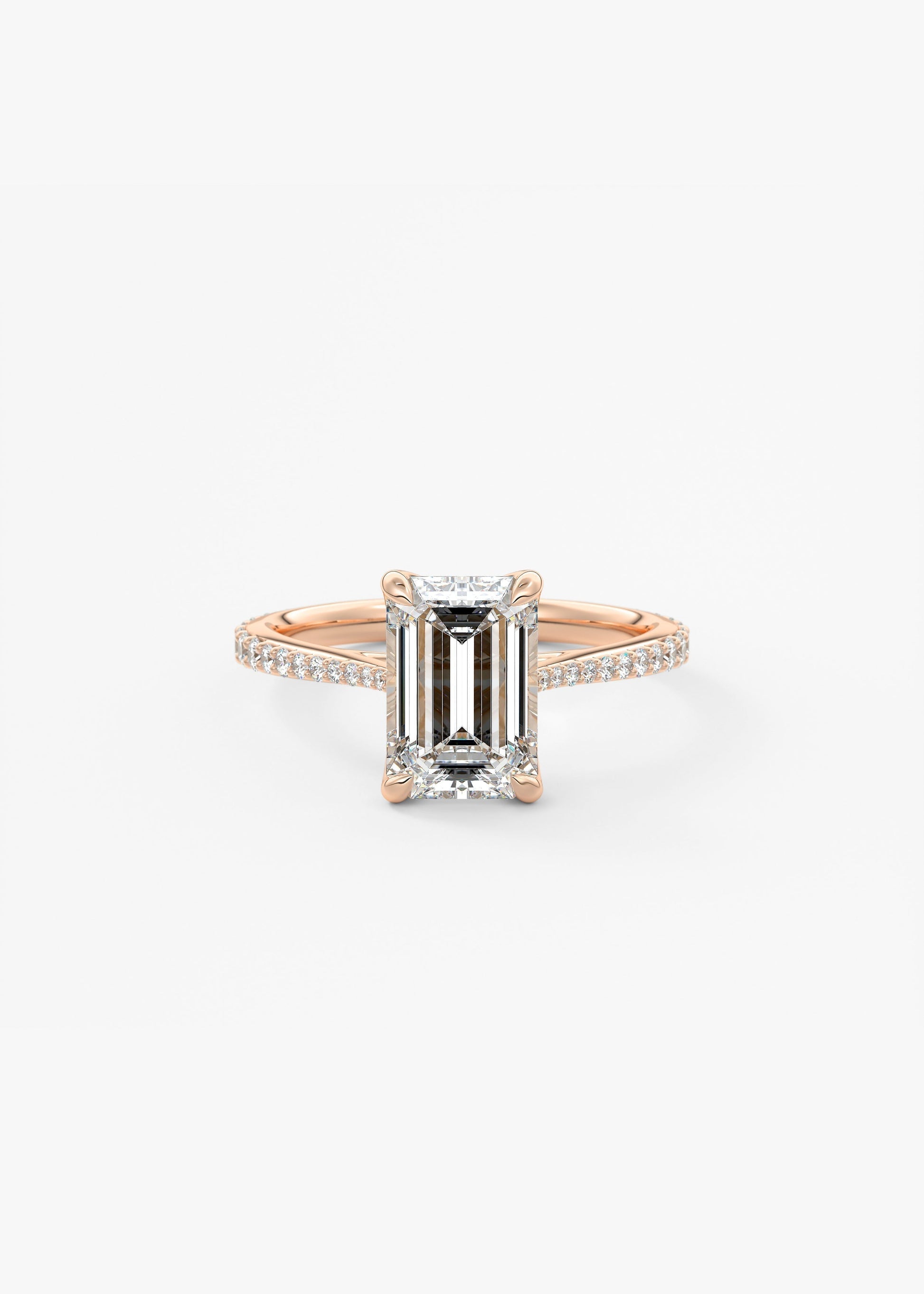 Emerald Pave Cathedral Lab Grown Diamond Engagement Ring