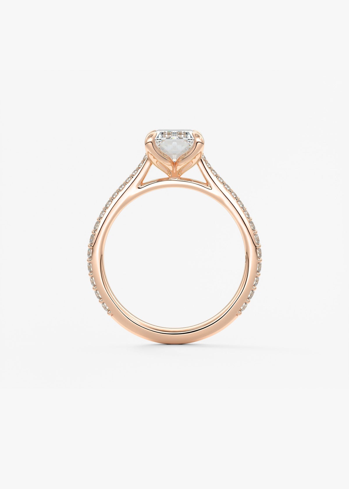 Emerald Pave Cathedral Lab Grown Diamond Engagement Ring