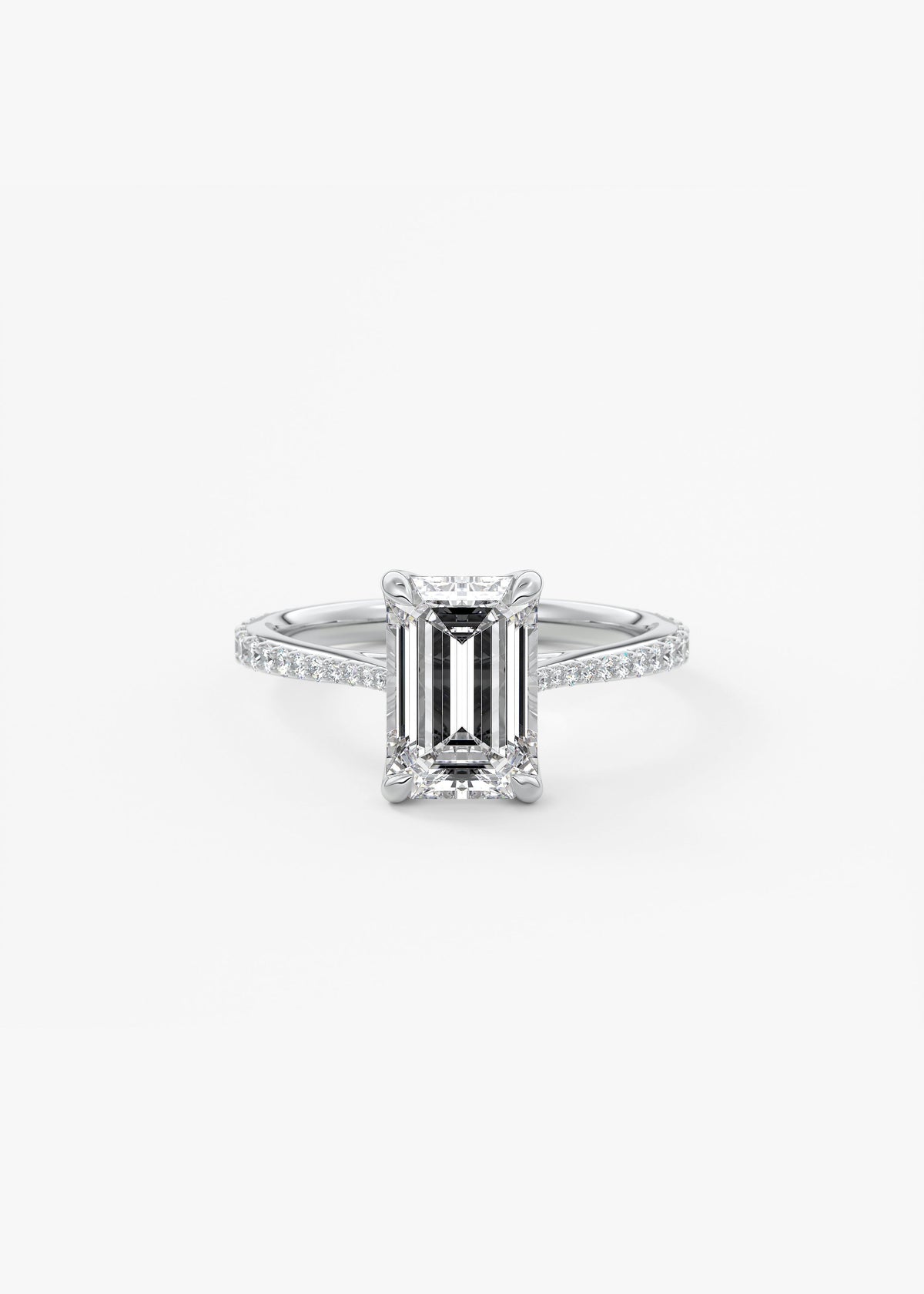 Emerald Pave Cathedral Lab Grown Diamond Engagement Ring