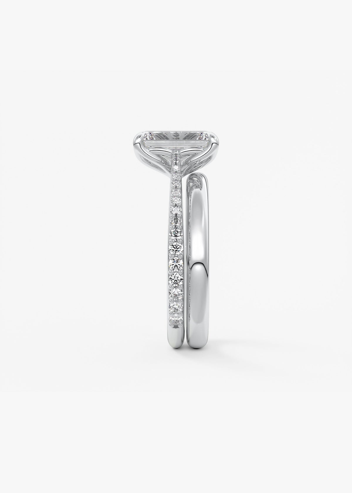 Emerald Pave Cathedral Lab Grown Diamond Engagement Ring