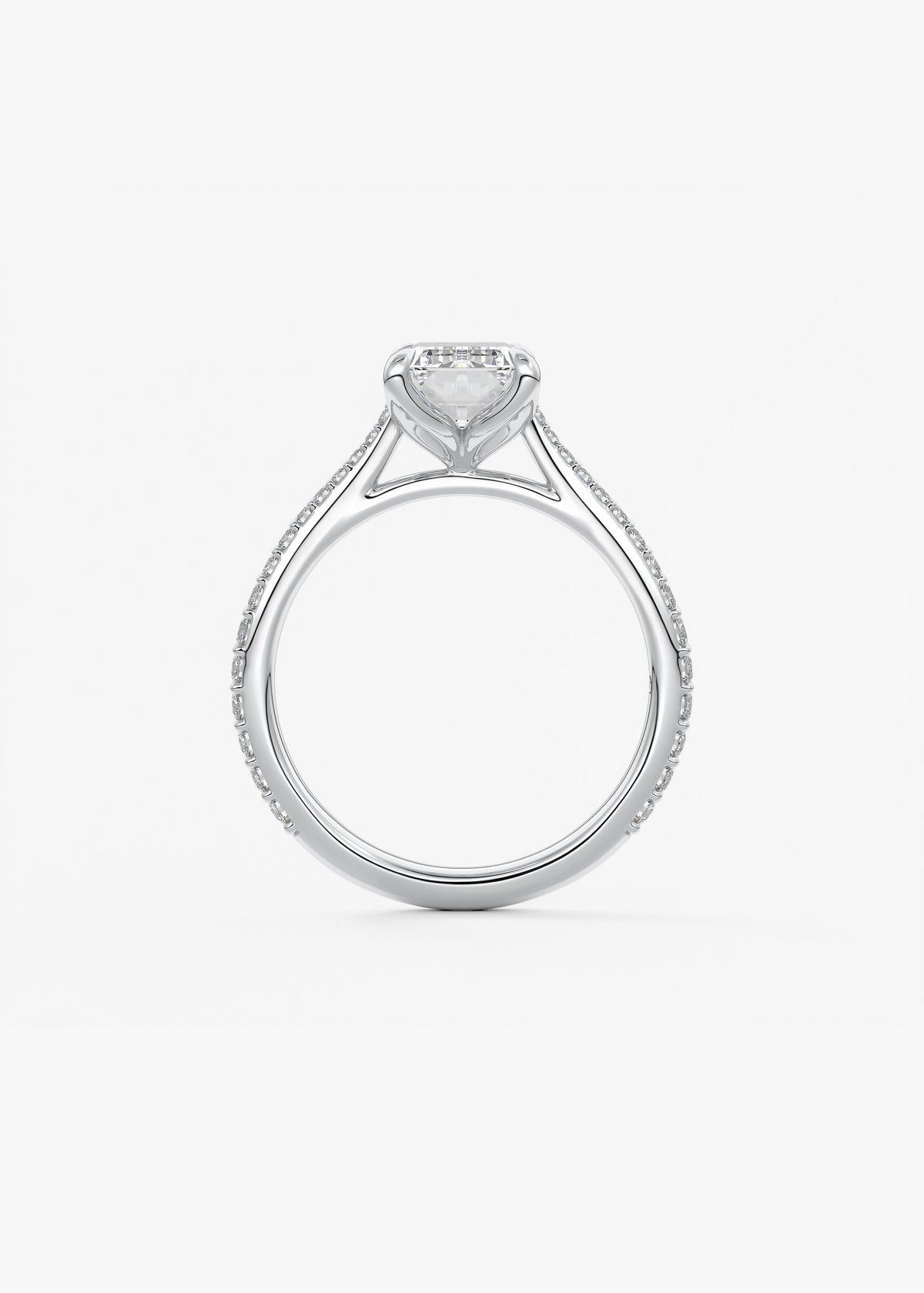 Emerald Pave Cathedral Lab Grown Diamond Engagement Ring