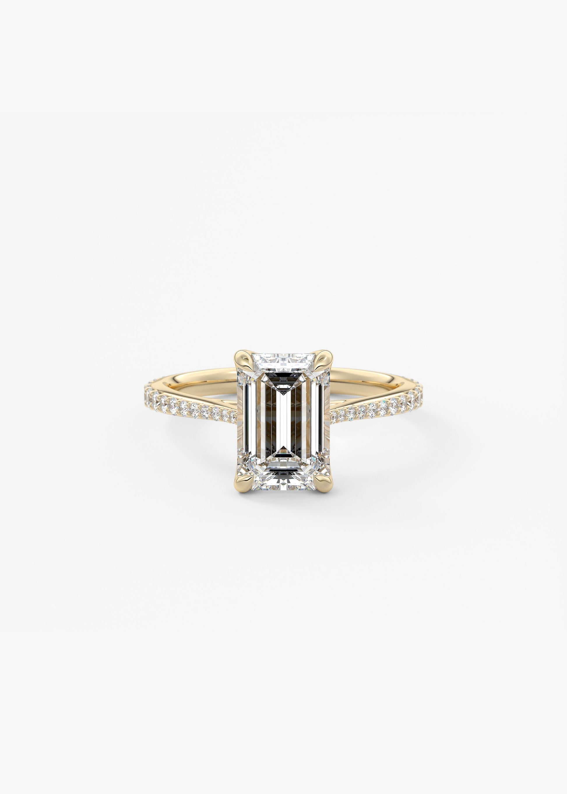 Emerald Pave Cathedral Lab Grown Diamond Engagement Ring