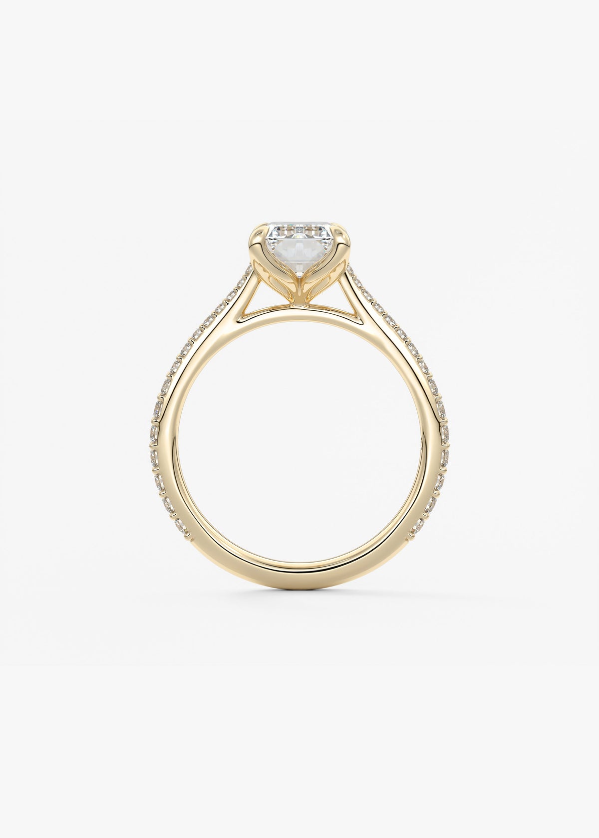 Emerald Pave Cathedral Lab Grown Diamond Engagement Ring