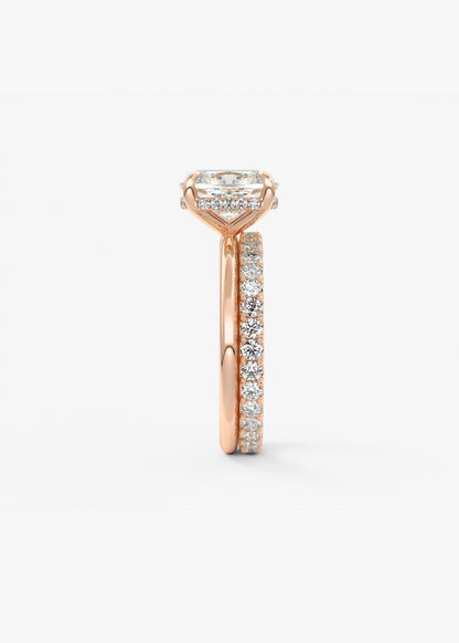 Elongated Cushion Hidden Halo Lab Grown Diamond Engagement Ring