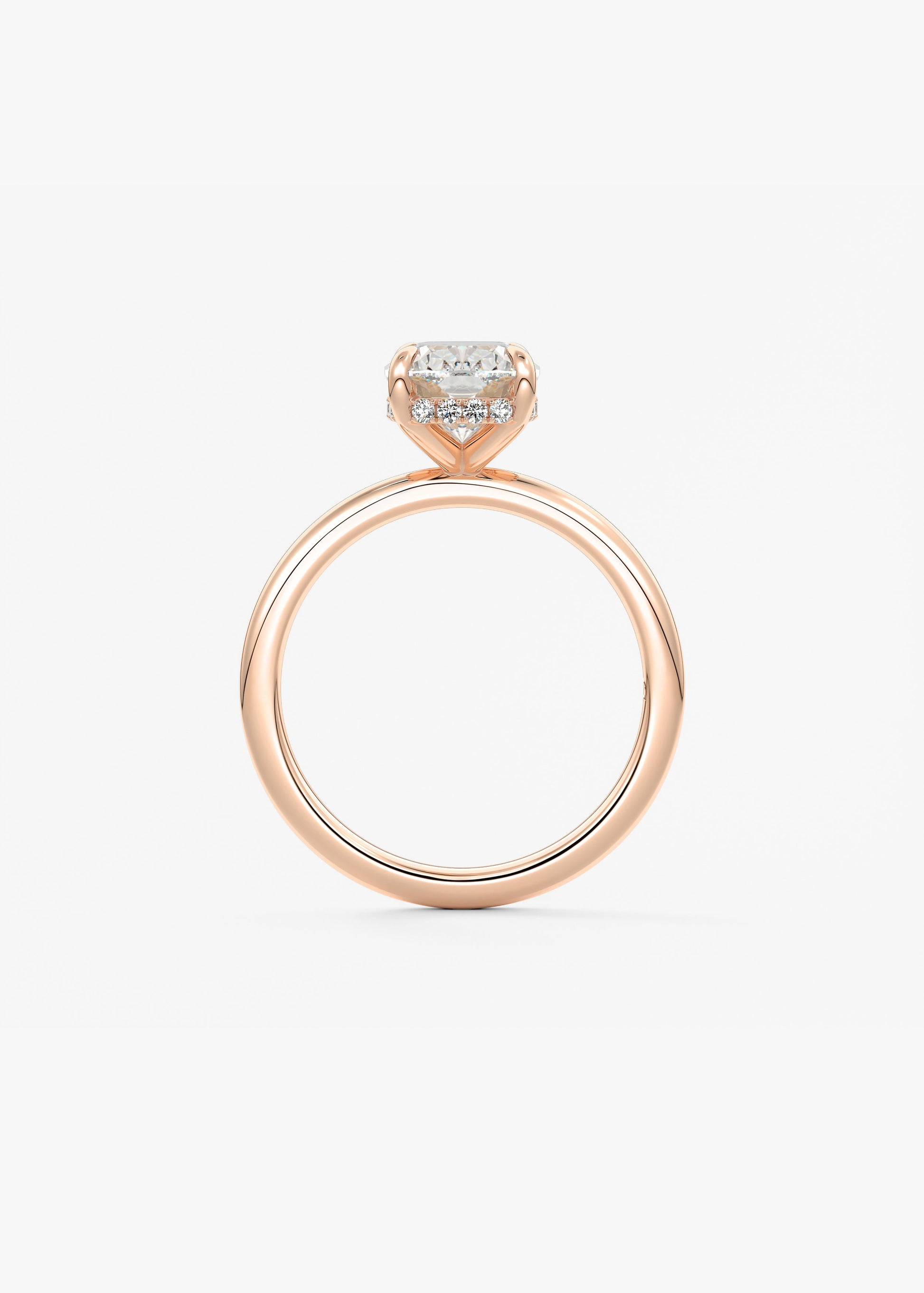 Elongated Cushion Hidden Halo Lab Grown Diamond Engagement Ring