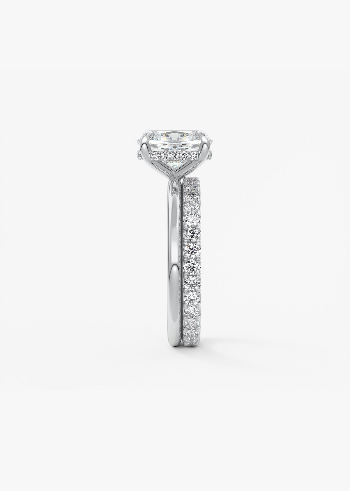 Elongated Cushion Hidden Halo Lab Grown Diamond Engagement Ring