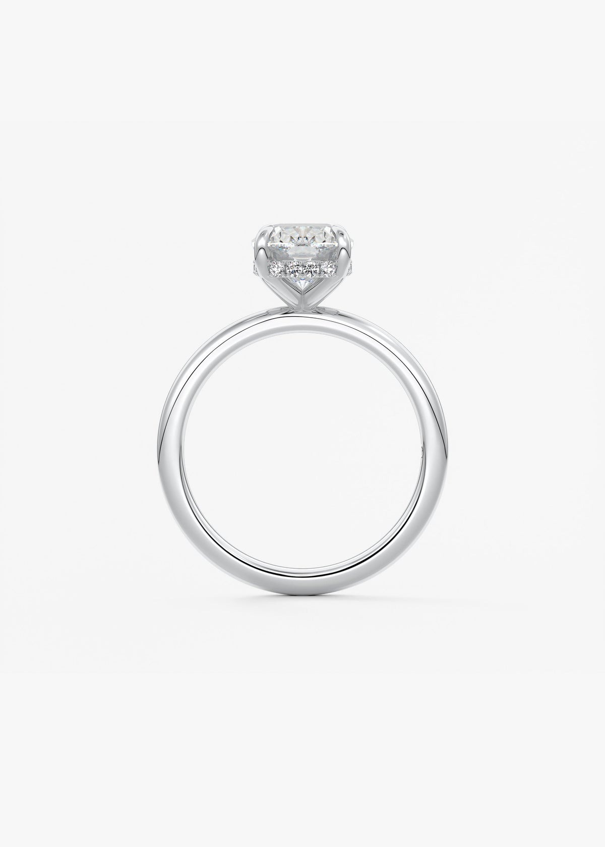 Elongated Cushion Hidden Halo Lab Grown Diamond Engagement Ring
