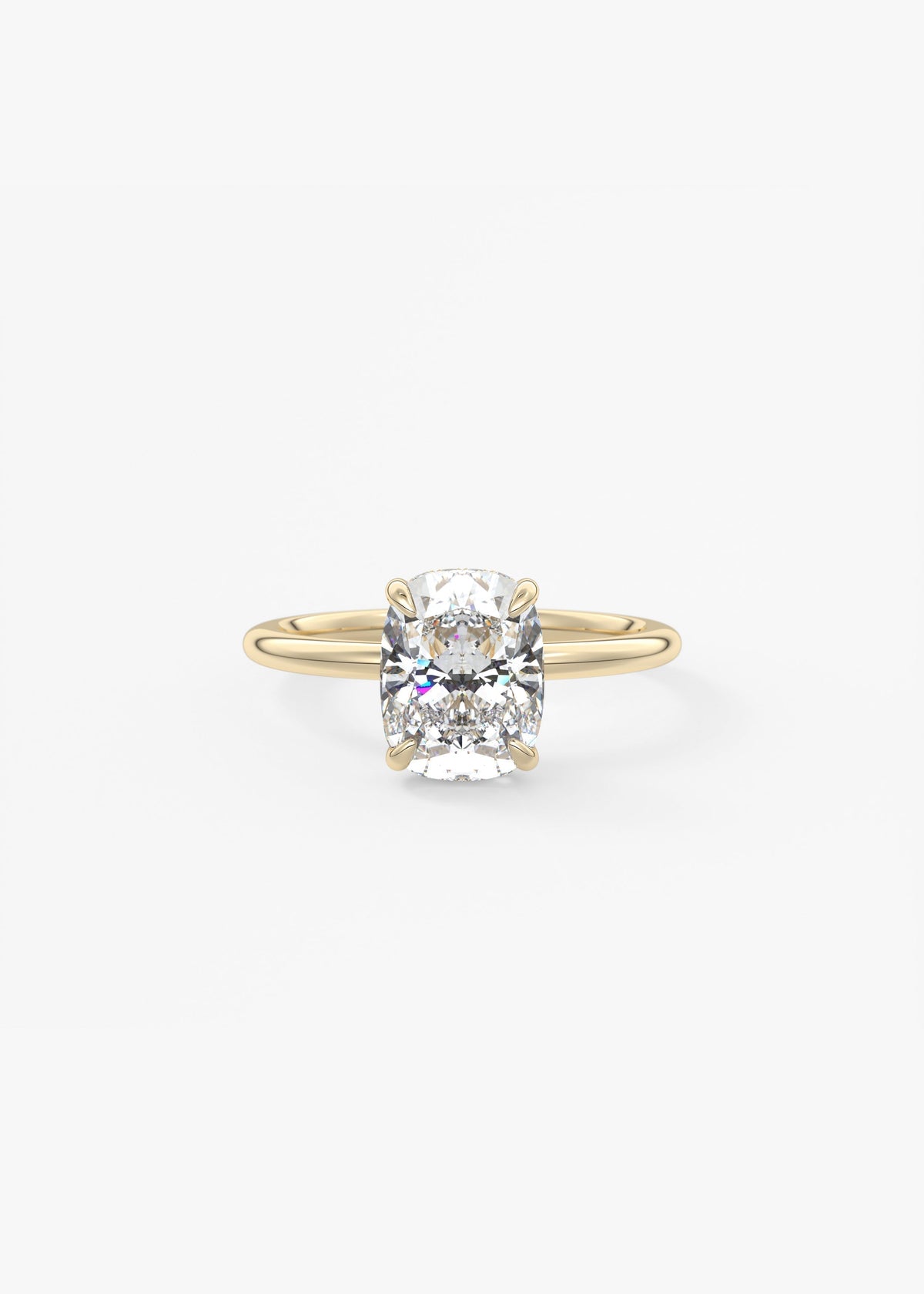 Elongated Cushion Hidden Halo Lab Grown Diamond Engagement Ring