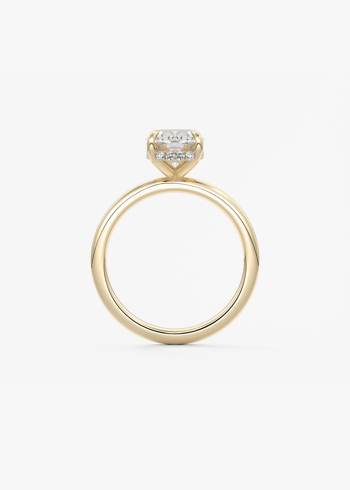 Elongated Cushion Hidden Halo Lab Grown Diamond Engagement Ring
