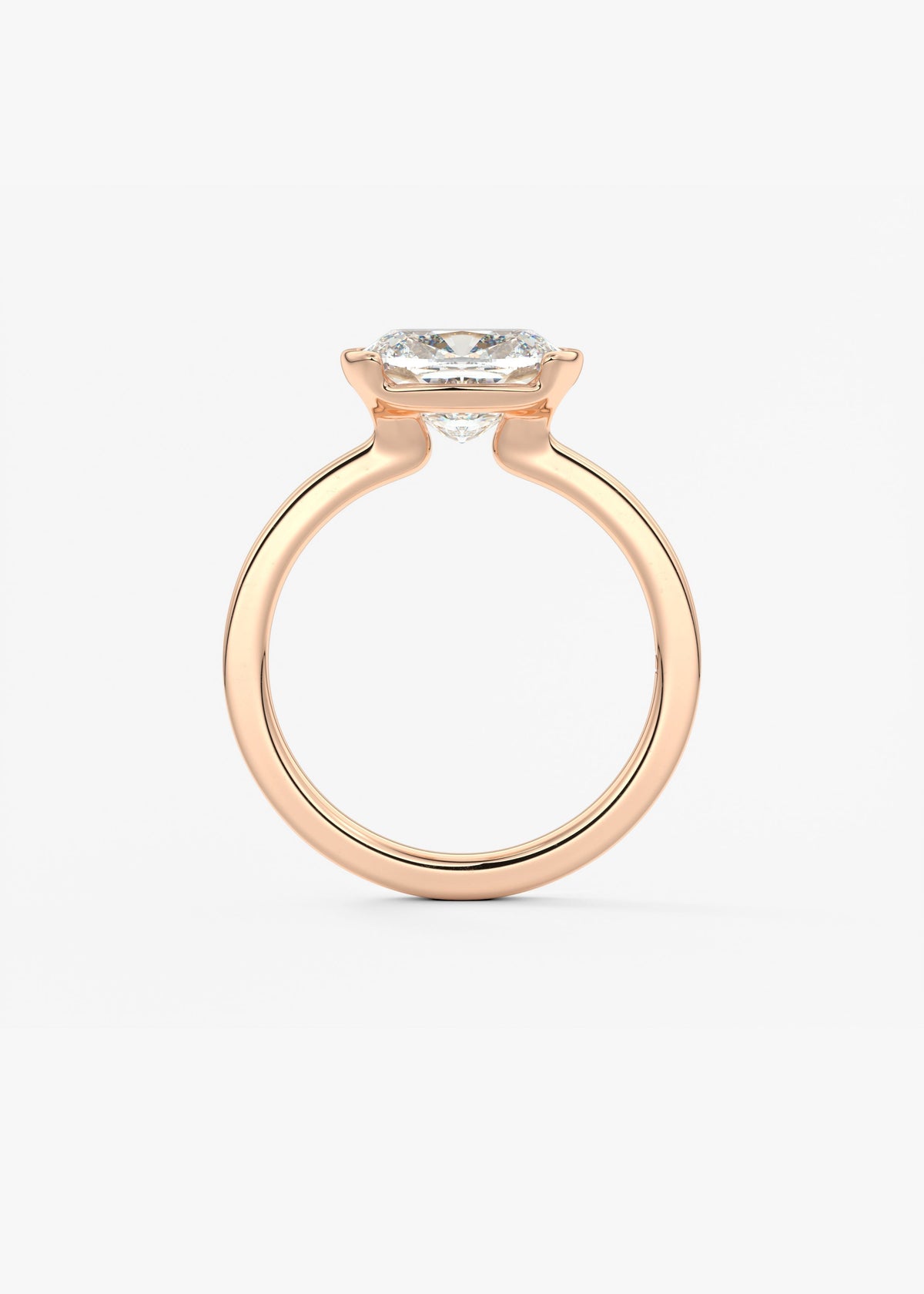 Elongated Cushion East West Half Bezel Lab Grown Diamond Engagement Ring