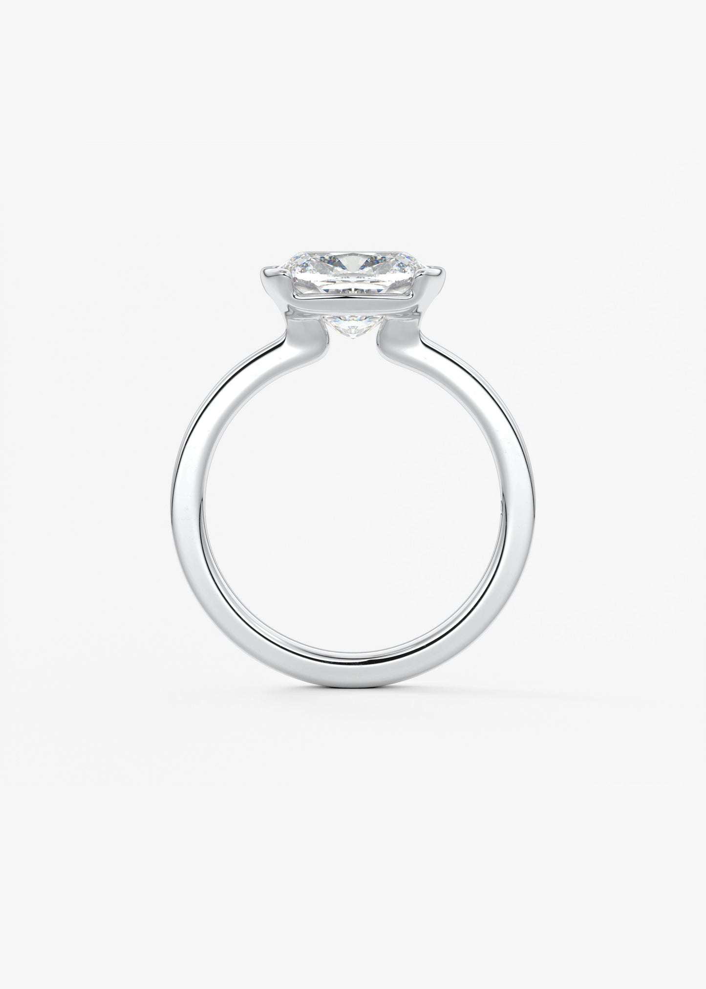 Elongated Cushion East West Half Bezel Lab Grown Diamond Engagement Ring