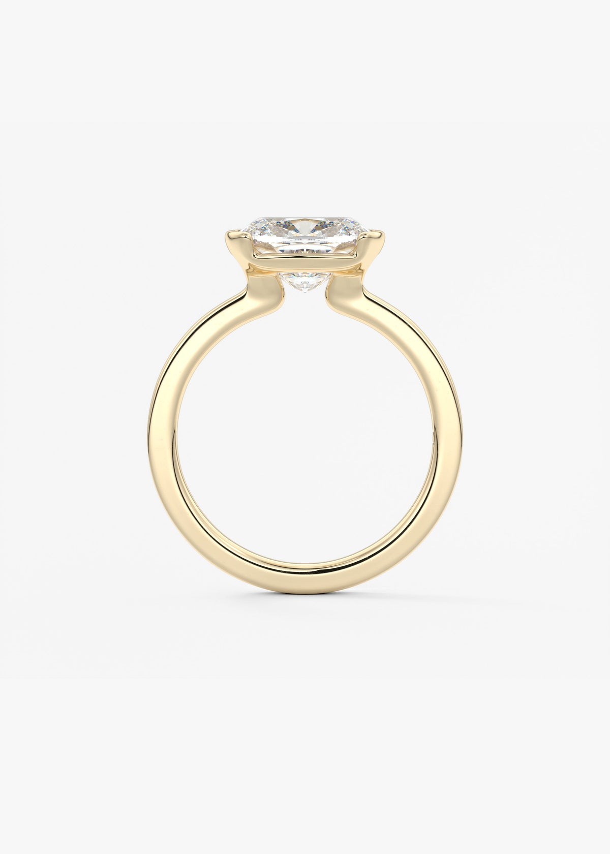Elongated Cushion East West Half Bezel Lab Grown Diamond Engagement Ring