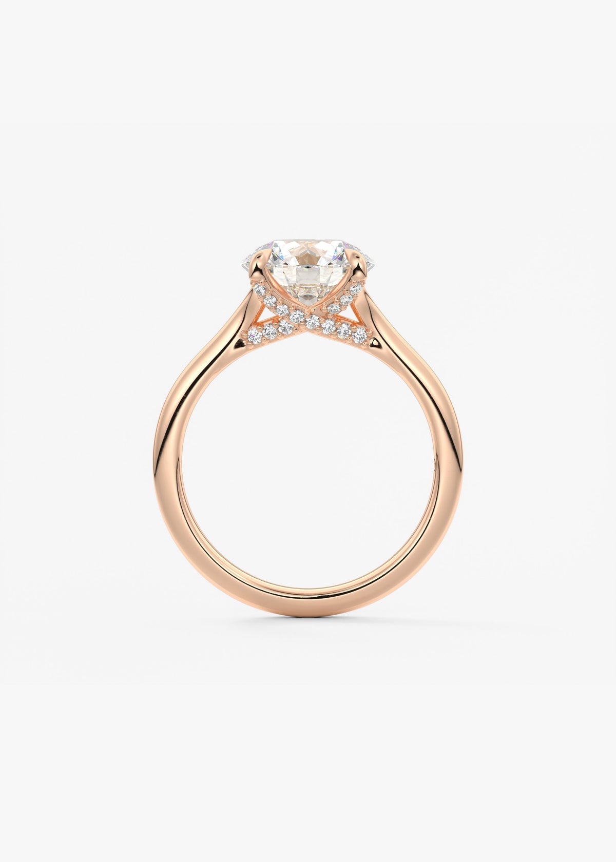 Round Hidden Halo Lab Grown Diamond Engagement Ring