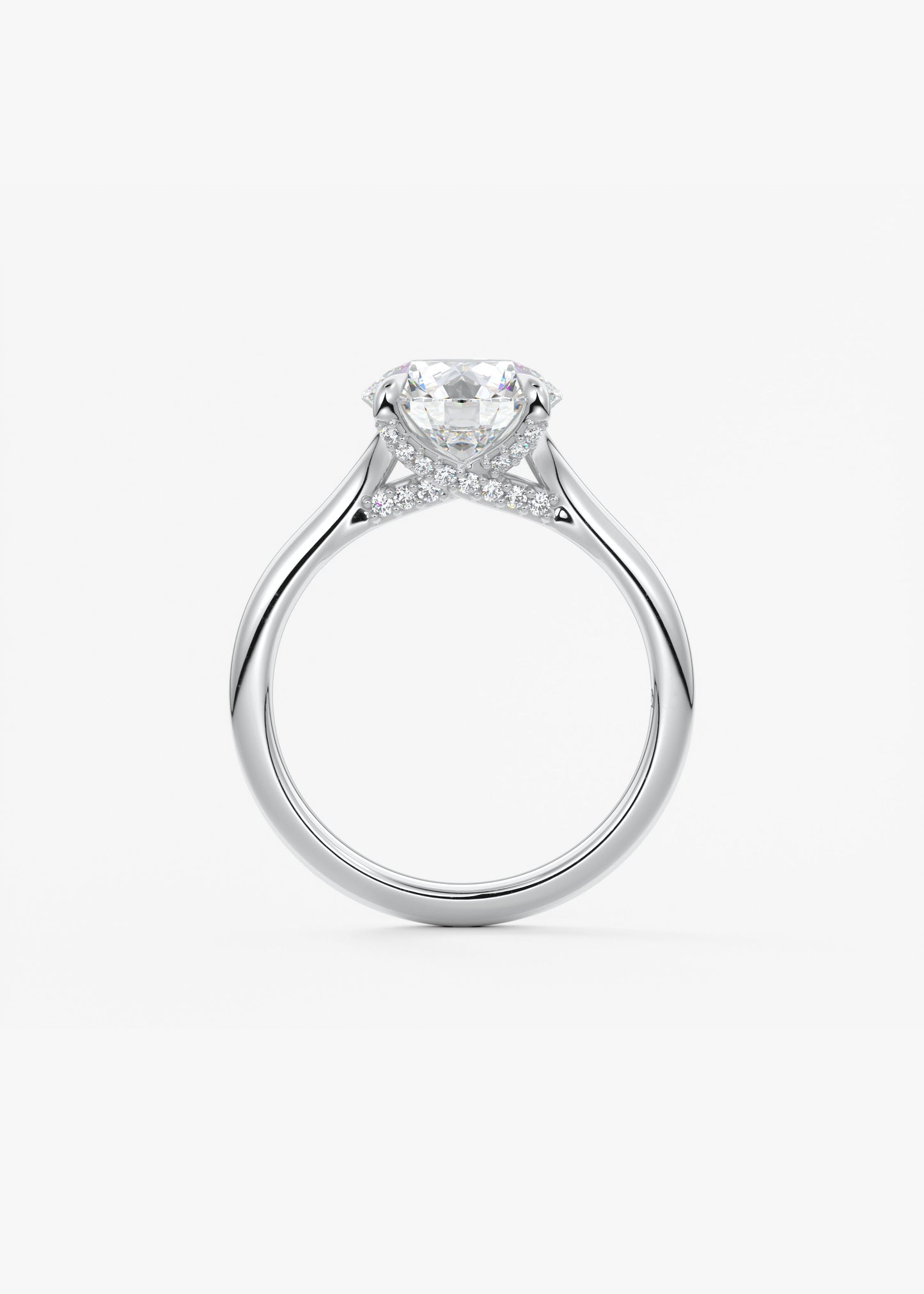 Round Hidden Halo Lab Grown Diamond Engagement Ring